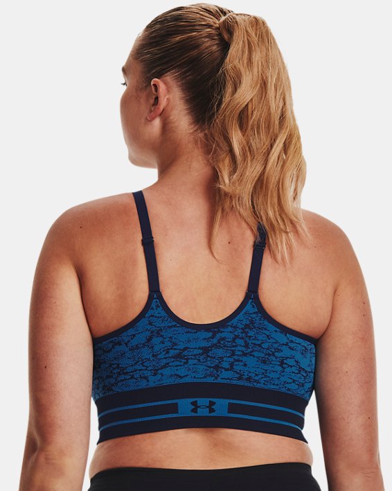 Women's UA Seamless Low Sports Bra, Blue, pdpMainDesktop image number 7